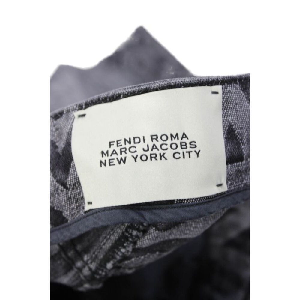 Fendi Womens Gray Logo Wide-Leg Jeans High Rise Button Cotton Size 36 - Picture 5 of 10